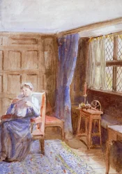 Vrouw die een brief leest, ca. 1864-1930