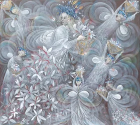 De witte hibiscus, 2009 (olieverf op Belgisch linnen)