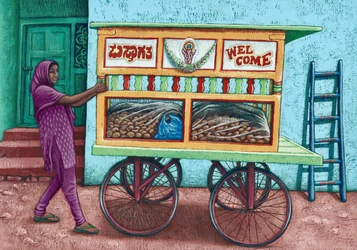 Straatverkoper, India, 2019