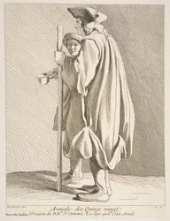 Een blinde man uit het Quinze-Vingts ziekenhuis, 1738