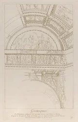 Grillige versieringen: detail van de stucwerkreliëfs die het Colosseum in Rome versieren, ca. 1729