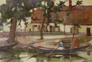 Boot op een kanaal, Frans dorp