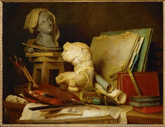De attributen van schilderkunst, beeldhouwkunst en ...