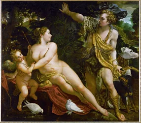 Adonis ontdekt Venus (schilderij op doek)