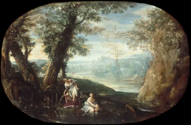 Landschap met badende vrouwen