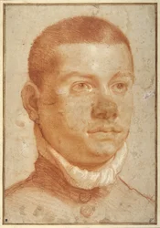 Portretkop van een jonge man (rode krijt)