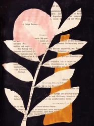 Abstracte bladeren met zwarte achtergrond, gouacheschilderij