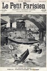 Ongeluk in de Seine: twee mensen in een verdronken boot. In 