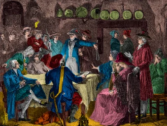 Arrestatie van koning Lodewijk XVI en de koninklijke familie in Varennes in 1791 (gravure) - privécollectie