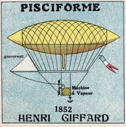 Ballonnen: pisciforme envelop door Henri Giffard (1825-1882) in 1852