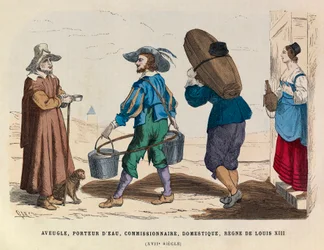 Blinde man, waterdrager, commissionair en huisbediende, regering van koning Lodewijk XIII van Frankrijk 17e eeuw - privécollectie