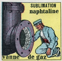 Veranderingen in toestanden: sublimatie. Naftaleenafzetting verstopt een gasklep.