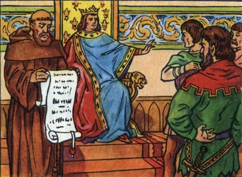 Karel IV de Schone (1294-1328) legde zijn wil op aan de heren. Anonieme illustratie in 