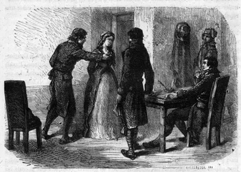 Charlotte Corday (1768-1793) opgegraven door Francois Chabot (1756-1794) - Gravure in 