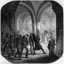 Vernietiging van de koninklijke graven van de Franse monarchie in de kerk van Saint-Denis