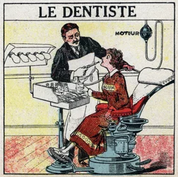 Elektrische gereedschappen: de tandarts. Anonieme illustratie uit 1925. Privécollectie.