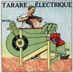 Elektrische gereedschappen: doorsnede van een elektrische tarare. Anonieme illustratie uit 1925. Privécollectie.