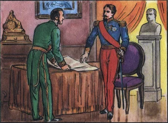 Keizer Napoleon III (1808-1873) met Baron Georges Haussmann (1809-1891) Anonieme illustratie in Collection des souverains et chefs d