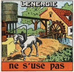 Energie raakt niet op: paard vastgemaakt aan een manege en hoort water in een reservoir