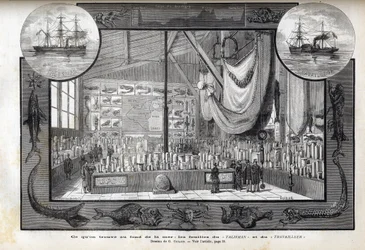 Tentoonstelling in het Museum voor Natuurgeschiedenis van Parijs van de collecties gevormd tijdens de cruises - Wetenschappelijke expedities van de Arbeider en de Talisman tijdens de jaren 1880
