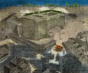 Fête de la Saint Jean Place de la Bastille in de 18e eeuw, Gravure, Privécollectie