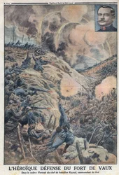 Eerste Wereldoorlog 1914-1918 (Oorlog 14-18). De heldhaftige verdediging van Fort Vaux met zijn bataljonscommandant Sylvain Eugène Raynal (1867-1939). In „Le Petit Journal”