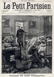 Vijf zelfmoorden in de Avenue Marceau in Parijs. In „Le Petit Parisien“ van 21/11/1897. Privécollectie.