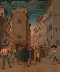 Florentijns straatbeeld met twaalf figuren