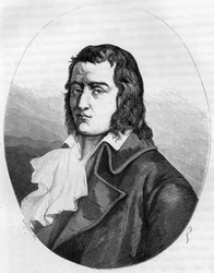 Franse Revolutie: "Portret van Francois Babeuf genaamd Gracchus (1760-1797) Franse revolutionair - Gravure van 1863 in "Le Livre Rouge - Histoire De L