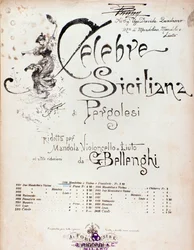 Frontispice van de partituur van Celebre siciliana toegeschreven aan GB Pergolese