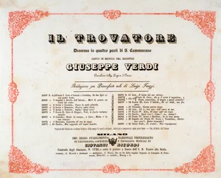 Frontispice van Il trovatore (De troubadour), opera van Giuseppe Verdi