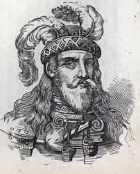 Galeazzo tweede Visconti - Portret van Galeas II Visconti - Galeazzo II Visconti - 1320-1378 - gravure