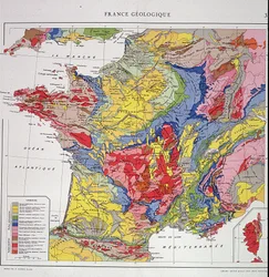 Geografische kaart: Geologisch Frankrijk - Atlas van de jaren 1950.