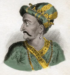 Grote Mogol (Mogol of Moghul) (waarschijnlijk Aurangzeb (1618-1707), ook bekend als Alamgir) (Abu Muzaffar Muhiuddin Muhammad Aurangzeb Alamgi) - 19e eeuwse gravure - Milanees