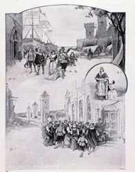 Illustratie voor de opera La cortigiana door Antonio Scontrino, gespeeld in Milaan in 1896