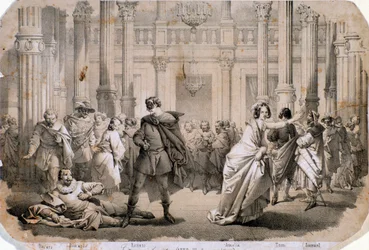 Illustratie van Een gemaskerd bal, opera van Giuseppe Verdi