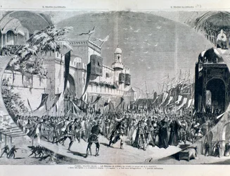 Illustraties voor opera De koningin van Cyprus door Halevy uitgevoerd in 1883 in Parma