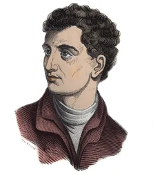 Leone Battista Alberti (1404-1472). Italiaanse wiskundige, architect, schilder en schrijver. Gravure