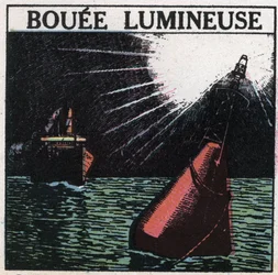 Lichtsignalen: lichtboei. Anonieme illustratie uit 1925. Privécollectie.