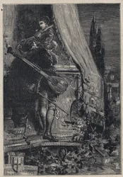 Lucrezia Borgia en Don Gaspare Aversa, graaf van Procida - gravure uit 