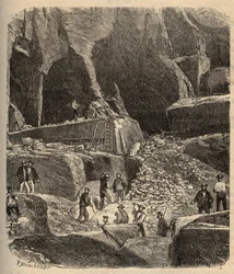 Marmergroeven van Saint-Genies (Saint Genies) - Dordogne - gravure in 