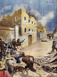 Mexicaanse Revolutie: Amerikaanse mariniers vechten in Vera-Cruz, april 1914. Illustratie in L