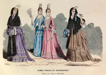 Kostuums van adellijke en burgerlijke dames in de 17e en 18e eeuw - Adellijke dame, 17e eeuw - particuliere collectie