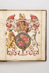 Orde van de Kousenband: Boek van Statuten dat toebehoorde aan Charles Fitzroy, Hertog van Grafton - Aquarel manuscript, begin 18e eeuw