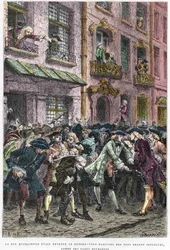 Parijs IV arrondissement - La rue Quincampoix in 1720 ten tijde van het systeem van John Law - 