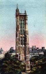 Parijs: de Saint Jacques Toren (Saint-Jacques) gerealiseerd in 1523. Foto uit 1920 in 
