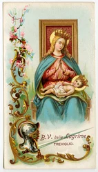 Vrome afbeelding: De maagd van de tranen van Treviglio (chromolithografie)
