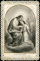 Vrome afbeelding: Jezus ontvangt de zielen van de gelovigen (gravure)