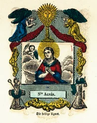 Vrome afbeelding: Sint Agnes. Gravure uit de 19e eeuw Privécollectie