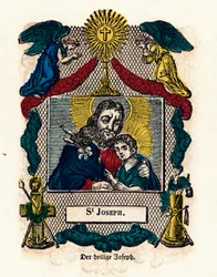 Vrome afbeelding: Sint Jozef. Gravure uit de 19e eeuw, privécollectie